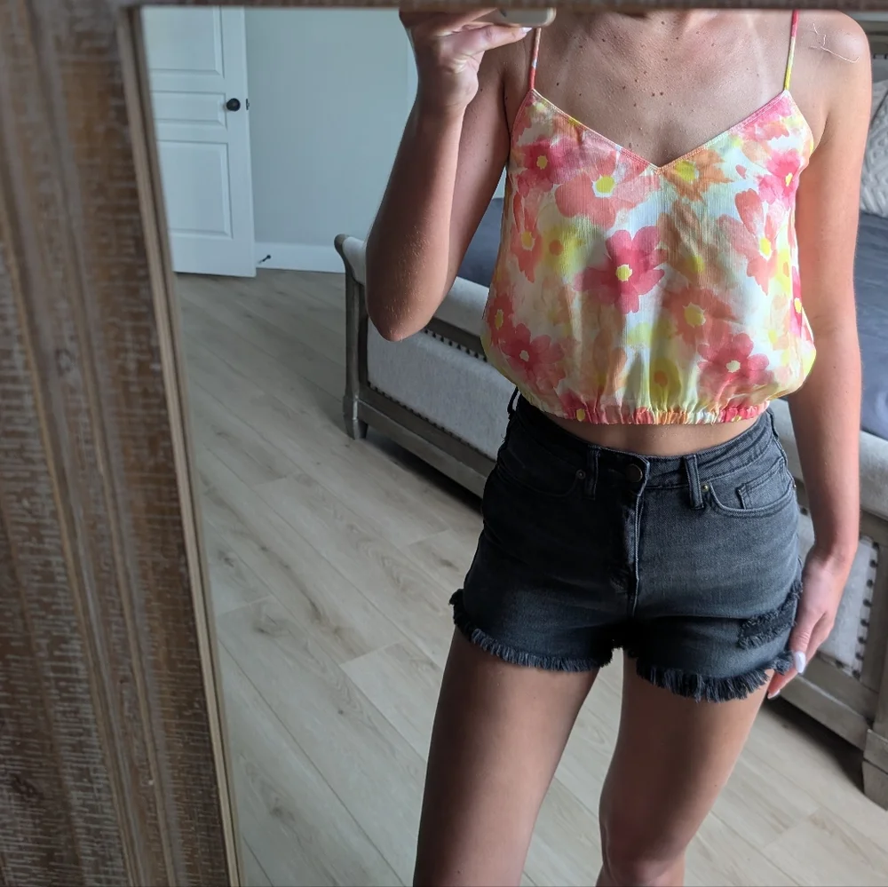 Abound Black Distressed Denim Shorts
